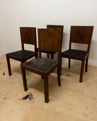 4 Sedie in Legno Seduta Imbottita Stile Rustico