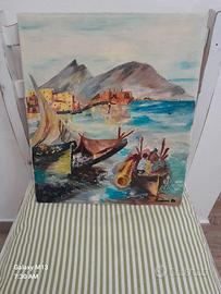 stampe di ragazze al mare e quadretto a olio