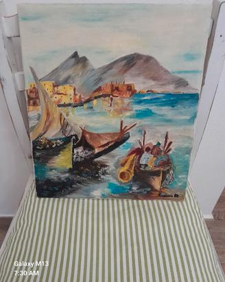 stampe di ragazze al mare e quadretto a olio