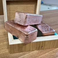 3 lingotti in rame più cofanetto in legno