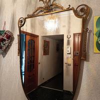 specchio anni '50/'60 in ottone stile Gio Ponti