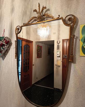 specchio anni '50/'60 in ottone stile Gio Ponti