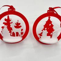 🎄 COPPIA DI PALLINE NATALIZIE 3D – FATTE A MANO 🎄
