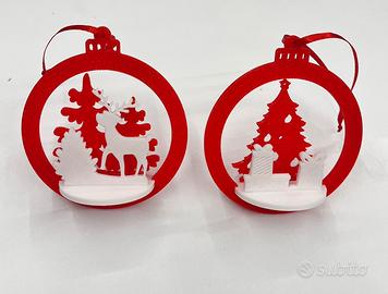 🎄 COPPIA DI PALLINE NATALIZIE 3D – FATTE A MANO 🎄
