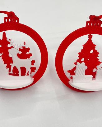 🎄 COPPIA DI PALLINE NATALIZIE 3D – FATTE A MANO 🎄
