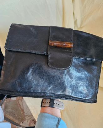 Pochette vintage Desmo in pelle nera