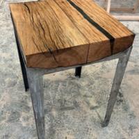 Tavolino acciaio e legno