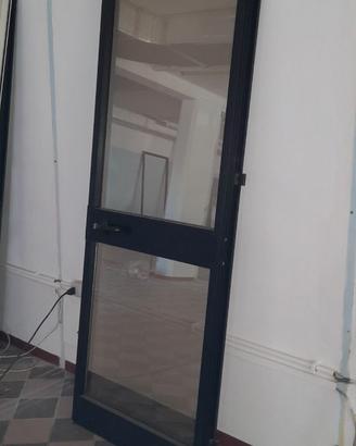 Porta in alluminio e vetro con telaio 220x80 cm -