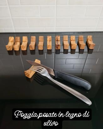 Poggia posate in legno di ulivo servizio da 12