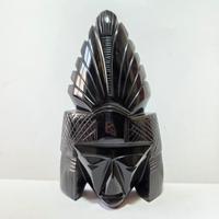 Scultura messicana totem idolo in ossidiana nera.
