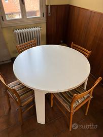 Tavolo Rotondo Bianco Allungabile + Set 4 Sedie