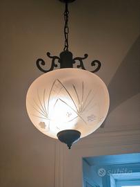 Lampadario boccia vetro molato