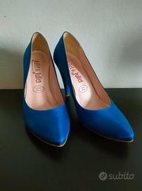 Tacchi decolte blu elettrico 10 cm