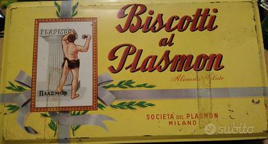 Scatola in latta di biscotti Plasmon anni 50