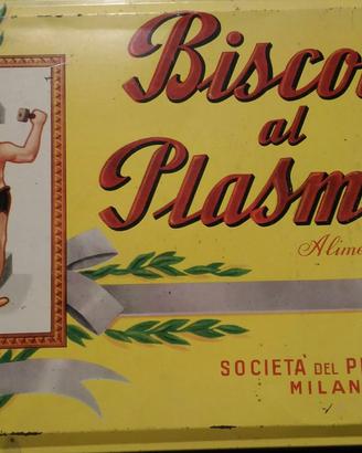 Scatola in latta di biscotti Plasmon anni 50