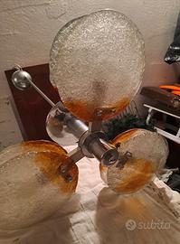 Lampadario vintage anni 70 con vetro murano