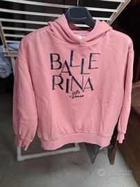 felpa bambina rosa con cappuccio 