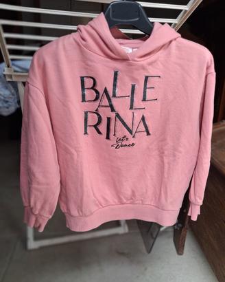 felpa bambina rosa con cappuccio 