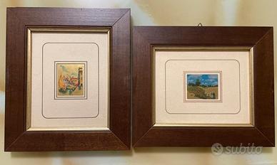 Coppia di quadri decorativi con cornice in legno