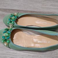 Ballerine gioiello scamosciate verde acqua nr 40