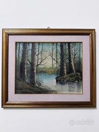 Quadro vintage paesaggio boschivo