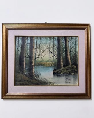 Quadro vintage paesaggio boschivo