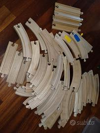 SET PISTA TRENINI IN LEGNO CON PONTI E SCAMBI