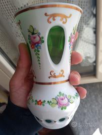 Vaso in cristallo di Boemia tipo Moser opalino 