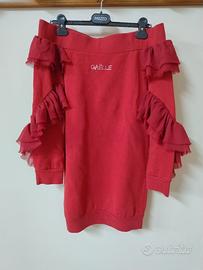 Felpa/Abito corto Gaëlle Paris rosso con volant 