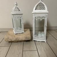 Lanterne vetro e metallo bianco anticato