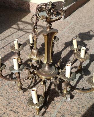 Lampadario in Ottone 20 fuochi Nettuno + appliques
