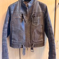 Giacca in pelle marrone donna taglia 46