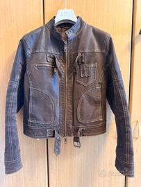 Giacca in pelle marrone donna taglia 46