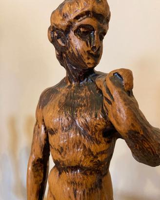 Statua uomo David di Michelangelo in legno