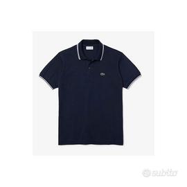 Lacoste Polo Pique Classic Blu Profili Bianchi Uom