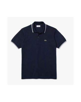Lacoste Polo Pique Classic Blu Profili Bianchi Uom