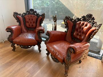 2 Poltrone stile barocco francese 
