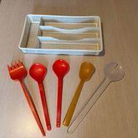 Set posate vintage per insalata + portaposate