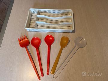 Set posate vintage per insalata + portaposate
