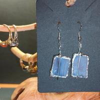 Orecchini pendenti blu/viola e argento