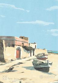Aldo Riso 30x21 Presso Leuca serigrafia originale