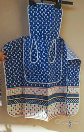 Grembiule cucina vintage blu a fantasia frutta