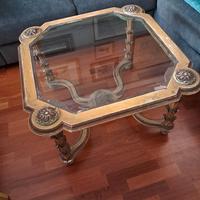 tavolino quadrato legno e vetro
