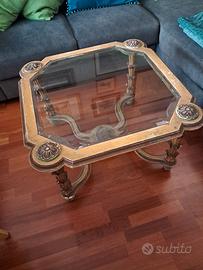 tavolino quadrato legno e vetro