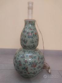 Base Lampada Zucca in Porcellana Cinese Vintage 