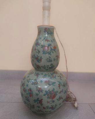 Base Lampada Zucca in Porcellana Cinese Vintage 