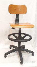 Sgabello Sedia girevole da lavoro, faggio, Vintage
