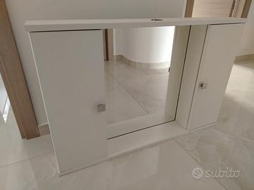 specchio da bagno con 2 ante e base appoggio 