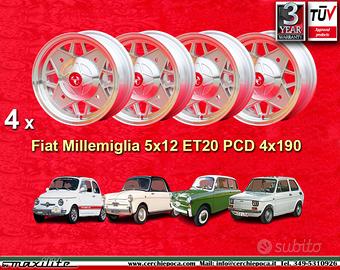 4 pz cerchi Fiat Autobianchi Abarth 5x12 ET20 4x19