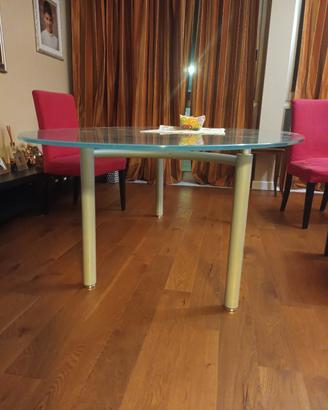 tavolo in cristallo 8 persone gambe color argento 